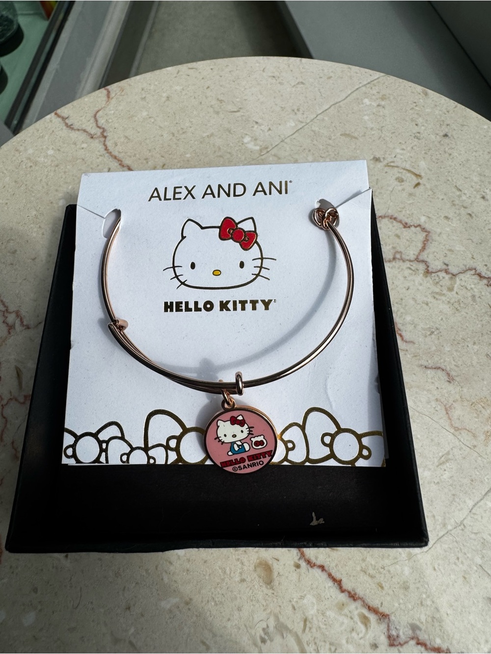 Alex and Ani Sanrio Rose Gold Bracelet with Pink Hello Kitty Charm - Picture 2 of 2